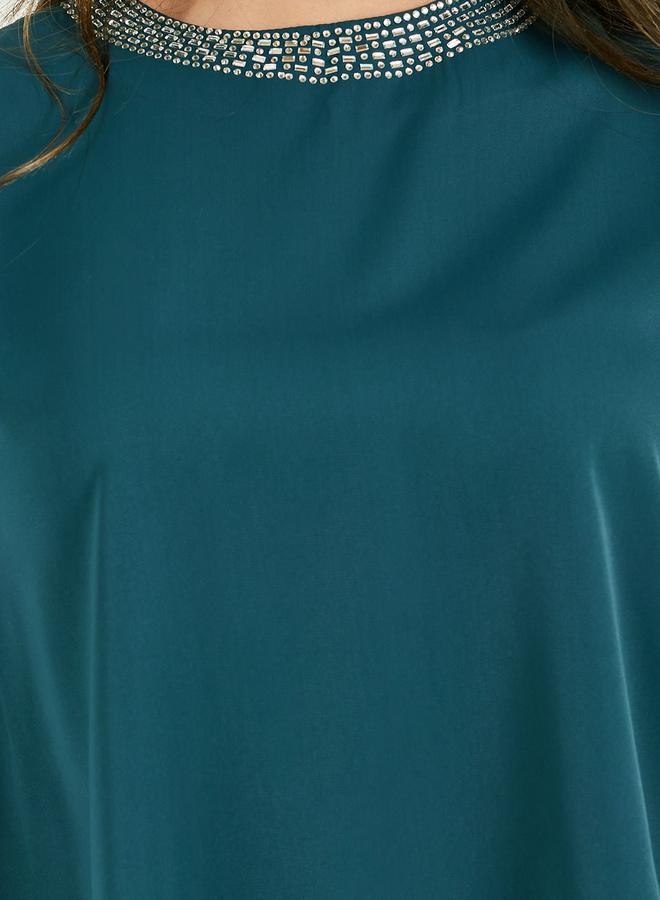 Styli Round Neck One Cape Sleeve Top and Pants Co-Ords  - Image 3