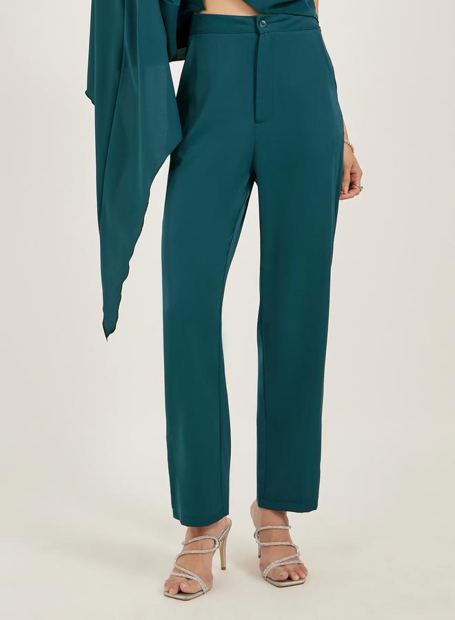 Styli Round Neck One Cape Sleeve Top and Pants Co-Ords  - Image 5