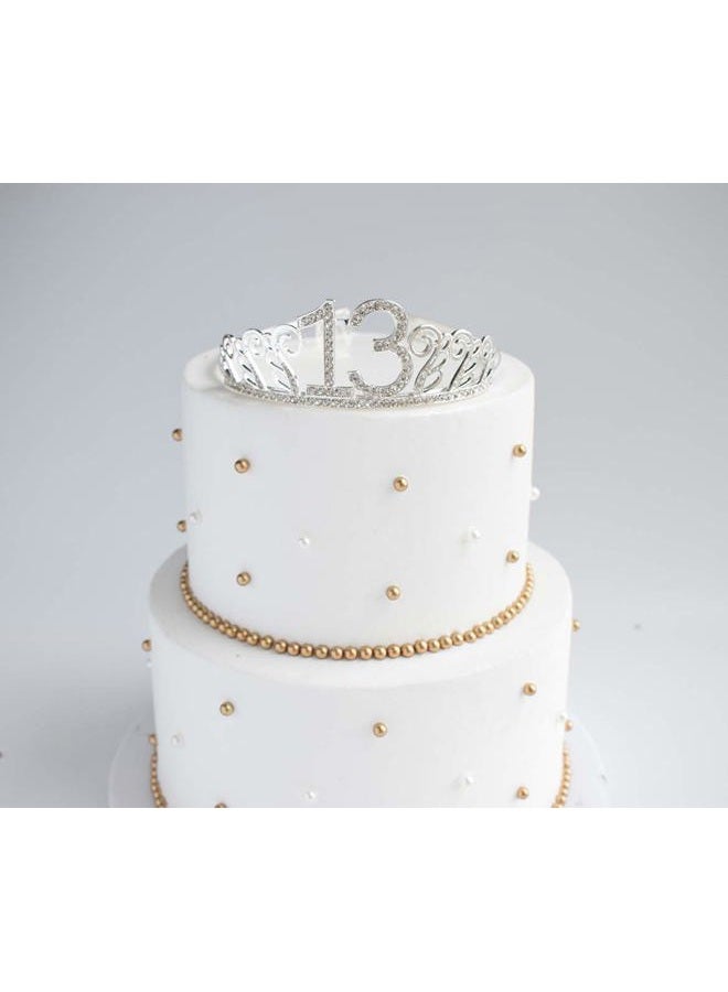 Mayin 13th Birthday Silver Tiara and Black Sash Glitter Satin Sash and Crystal Rhinestone Tiara Crown for Happy 13th Birthday Party Supplies Favors Decorations 13th Birthday Party Accessories - Image 3