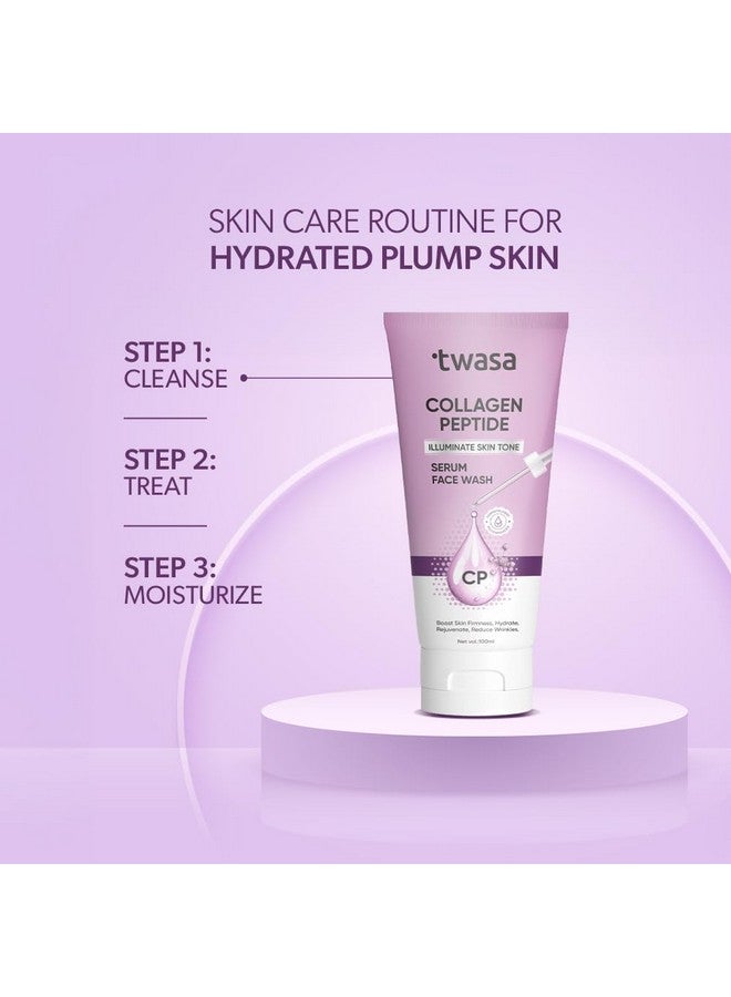 Twasa Collagen Peptide Serum Face Wash For Hydrating Skin, Fight Signs of Skin Aging, Reduce Fine Lines & Wrinkles, Paraben - Sulphate Free - 100ml - Image 5
