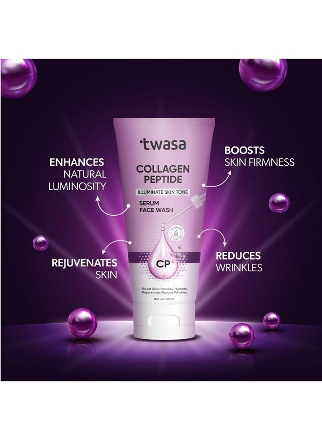 Twasa Collagen Peptide Serum Face Wash For Hydrating Skin, Fight Signs of Skin Aging, Reduce Fine Lines & Wrinkles, Paraben - Sulphate Free - 100ml - Image 2