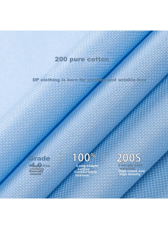 Firs Men's Long Sleeve Dress Shirt, Easy-care High-quality Pure Cotton Shirt, Light Blue, Size 43 - Image 2