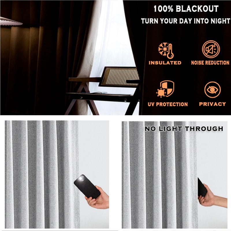 Kayne Studio Pinch Pleat Blackout Curtains Back Tab Design with 9 Hooks for Bedroom Nursery Thermal Insulated Linen Textured Drapes Window Treatments for Track Systems 40"" Wx108 L 1 Panel Grey - Image 3