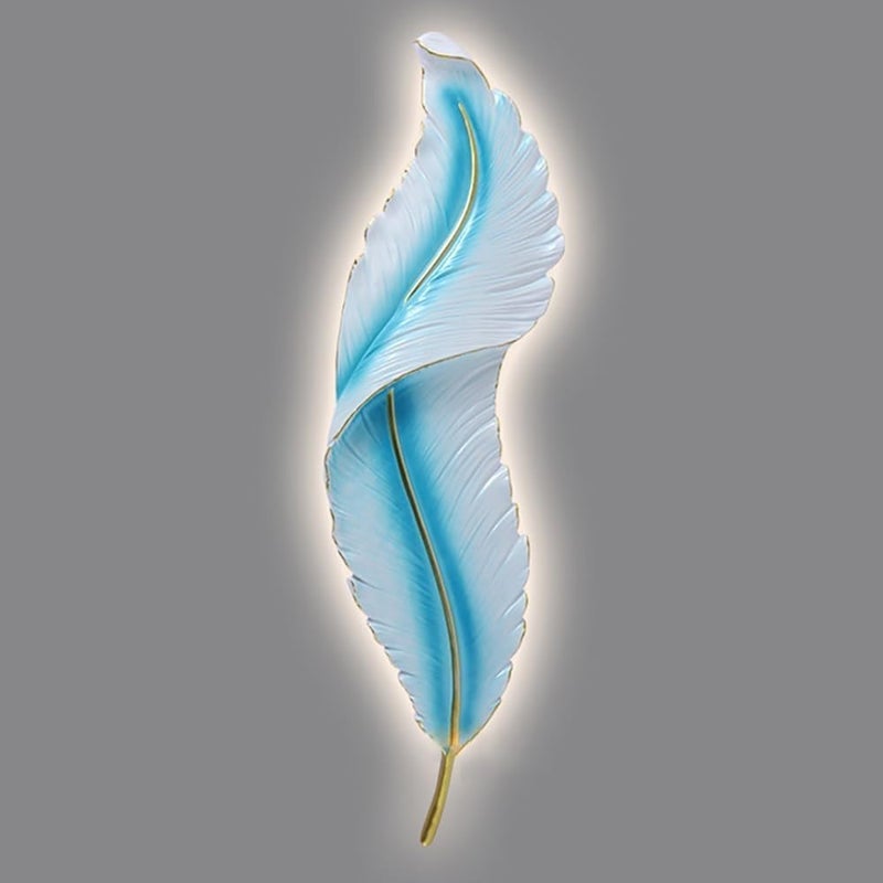 1-Light Nordic Style Creative Feather Wall Lamp, LED 3-Color Dimming Background Wall Grille Decoration Wall Lights, Artistic Atmosphere Lighting Fixture, for Entrance Hall Corridor - Image 3