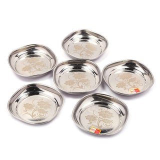 KCL Stainless Steel Laser Design Mirror Finish Flower Shape Halwa PlateDessert Plate for SnacksDry FruitsSweetHalwa Set of 613cm - pzsku/ZA9A500C97E8B460BAF03Z/45/1748244764/a3f37c8b-b68b-4703-b6de-ed9af0d46fd0