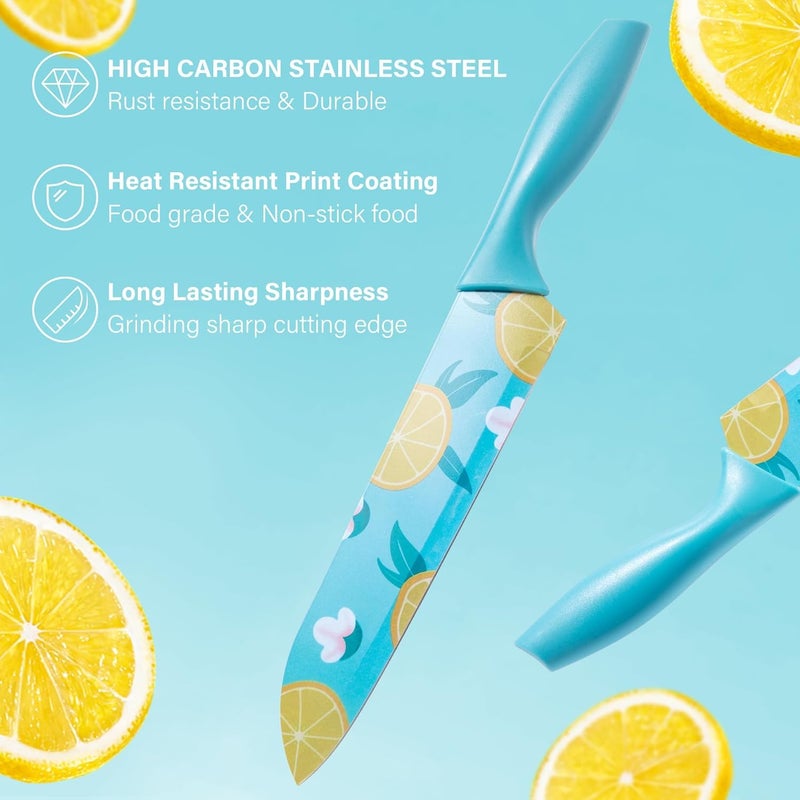 DHVSAM 1 Pcs Santoku Knife 77 inches Stainless Steel 420HC Asian Kitchen Knife Ultra Sharp Japanese Chef Knife with Plastic Sheath Dishwasher Safe Food Grade NonStick Coating Random Color - Image 2