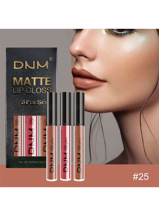 دي ان ام 3 قطع عارية بني اللون الوردي الداكن المارون المارون غير اللامع لمجموعات مكياج أحمر الشفاه للبشرة الداكنة سوداء سوداء وصمة شفة دائمة مجموعة طويلة الأمد على مدار 24 ساعة مضاد للماء رفيق 24 هوراس أوجيات - Image 3