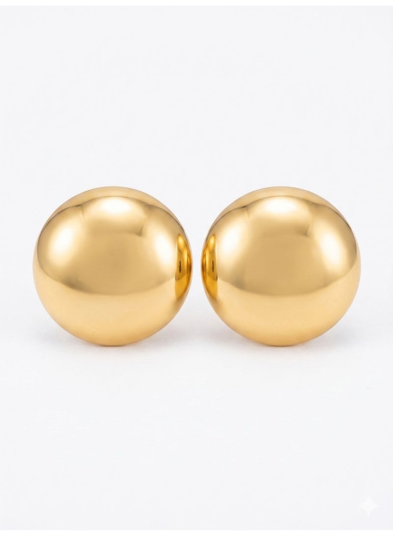 Vbranda Make a bold statement with these high-polish sphere studs, crafted from pure stainless steel for a striking gold glow that never fades. - Image 1