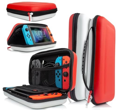 Orzly Carry Case Compatible with Nintendo Switch and New Switch OLED Console -Protective Hard Portable Travel Carry Case Shell Pouch with Pockets for Accessories and Games (POKE) - Image 3