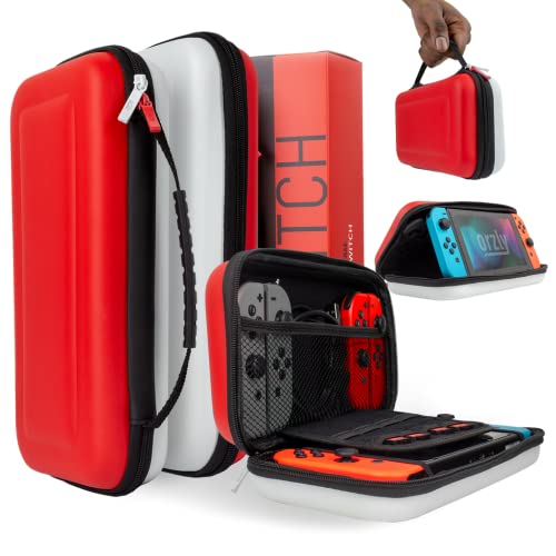 Orzly Carry Case Compatible with Nintendo Switch and New Switch OLED Console -Protective Hard Portable Travel Carry Case Shell Pouch with Pockets for Accessories and Games (POKE) - Image 2