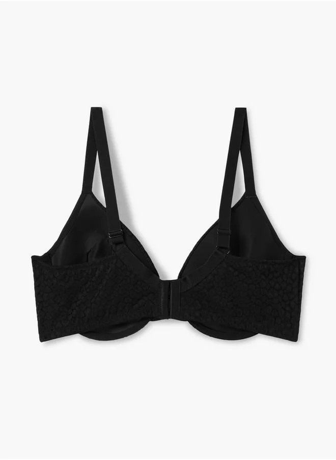 Aadaraya Aadaraya Printed Balconette Bra with Hook and Eye Closure