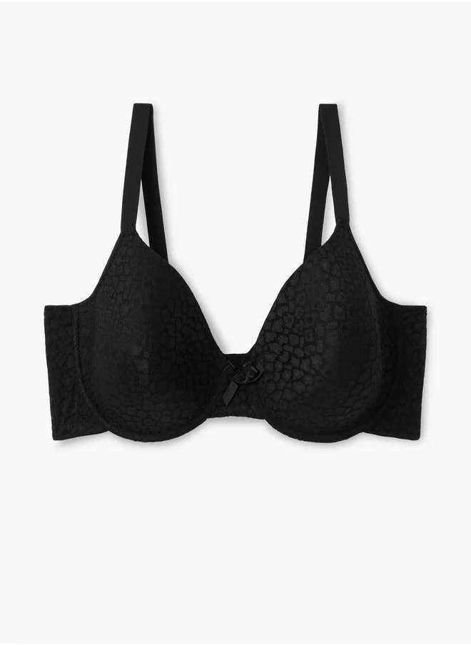 Aadaraya Aadaraya Printed Balconette Bra with Hook and Eye Closure