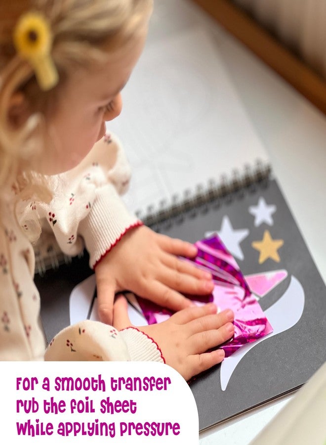 DINO MINI Foil4Fun - Foil Art for Kids - Craft Kits for Kids Ages 4-8 - Includes 16 Foil Art Pages and 16 Coloring Pages - Screen Free Birthday Gifts - Airplane Activities (Princesses & Fairies) - Image 4