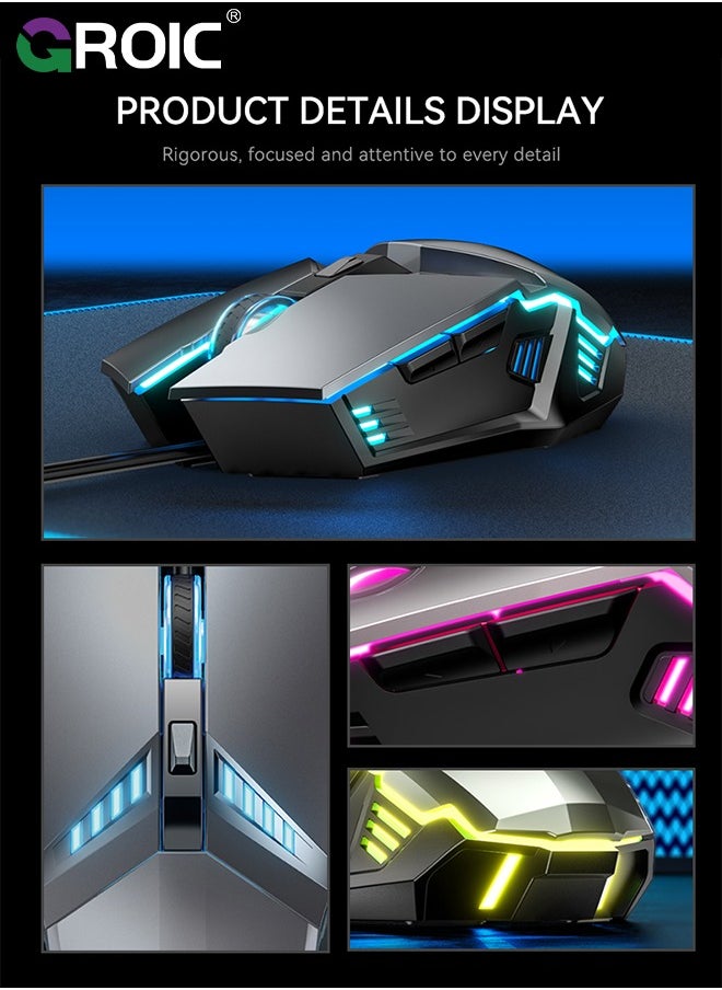 GROIC - Performance Gaming Mouse - Wired Gaming Mouse w/ 6 Programmable Buttons including Sniper (rapid fire) key, 3200 DPI, Force Adjustable Buttons, Custom Gamer Profiles, and more - Image 1