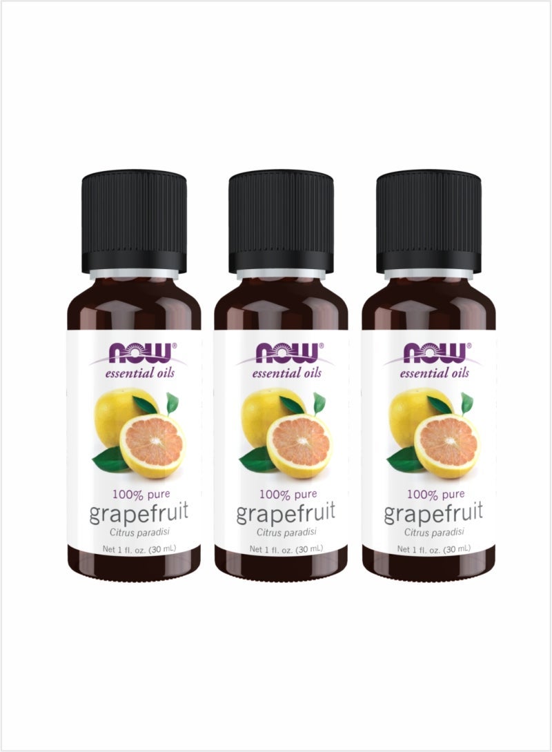 NOW Grapefruit Essential Oil - Pure Refreshing Citrus, 30ml (Pack of 3)