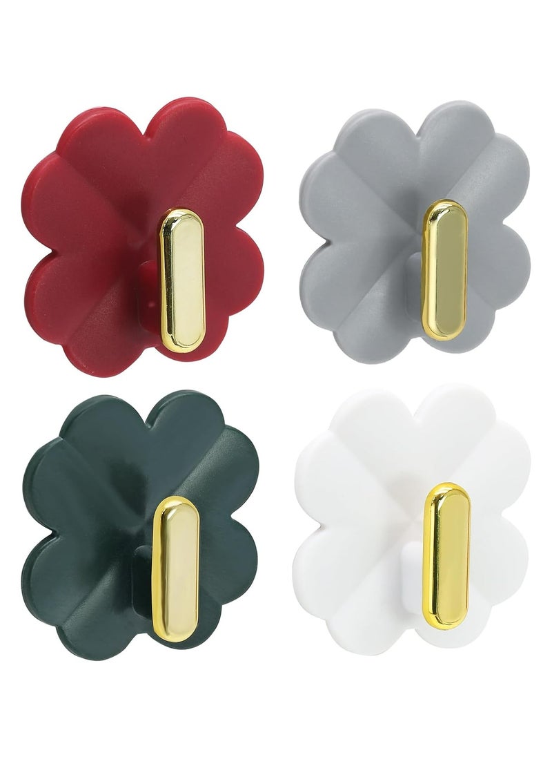 Oasisgalore 4PCS Flower-Shaped Self-Adhesive Wall Hooks - Multi-Purpose Hangers (4 Colors)  - Image 1