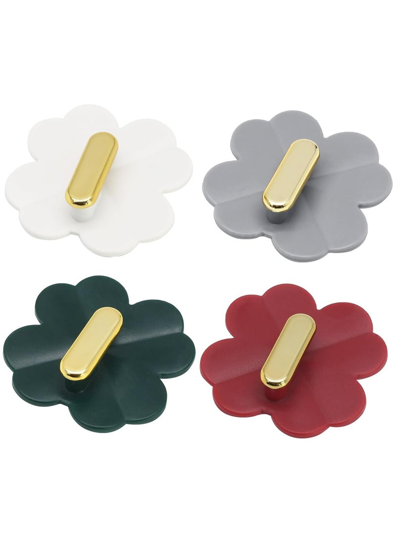 Oasisgalore 4PCS Flower-Shaped Self-Adhesive Wall Hooks - Multi-Purpose Hangers (4 Colors)  - Image 2
