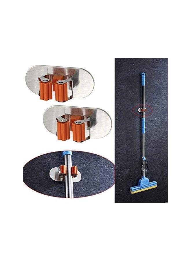 PROMASS Broom Holder Organizer, 2 Pcs 3M Self Adhesive Wall Mounted Mop hooks Broom hanger Holder with Spring Clip Design Bath Mounted Home Tools/Kitchen Organizer Rack (Oval)  - Image 3