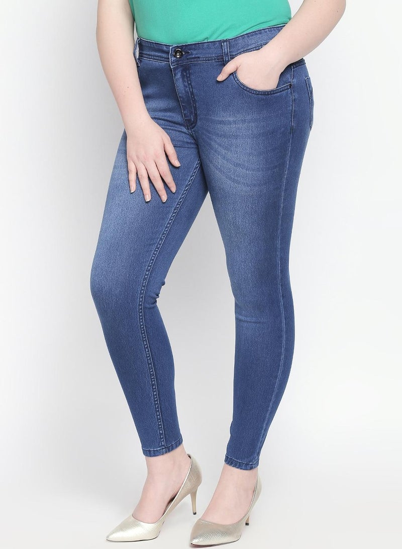 HIGH STAR Women Blue Slim Fit Mid-Rise Clean Look Stretchable Jeans - Image 5