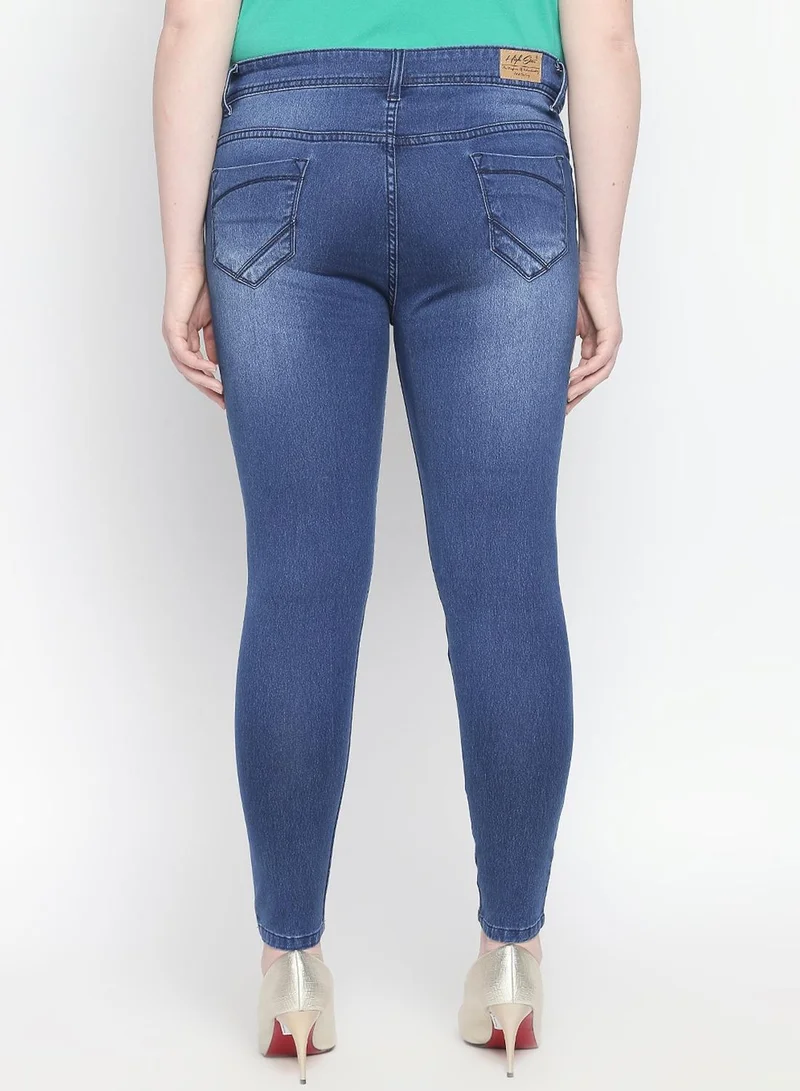 HIGH STAR Women Blue Slim Fit Mid-Rise Clean Look Stretchable Jeans