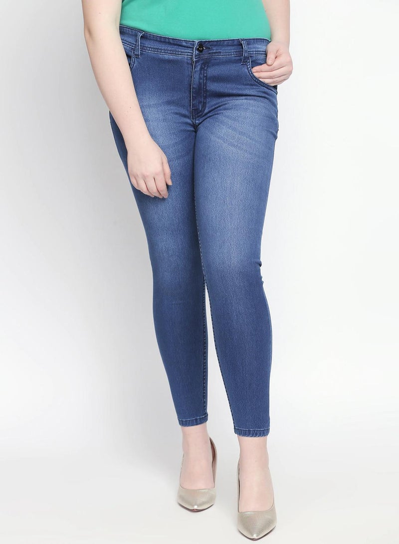 HIGH STAR Women Blue Slim Fit Mid-Rise Clean Look Stretchable Jeans - Image 2