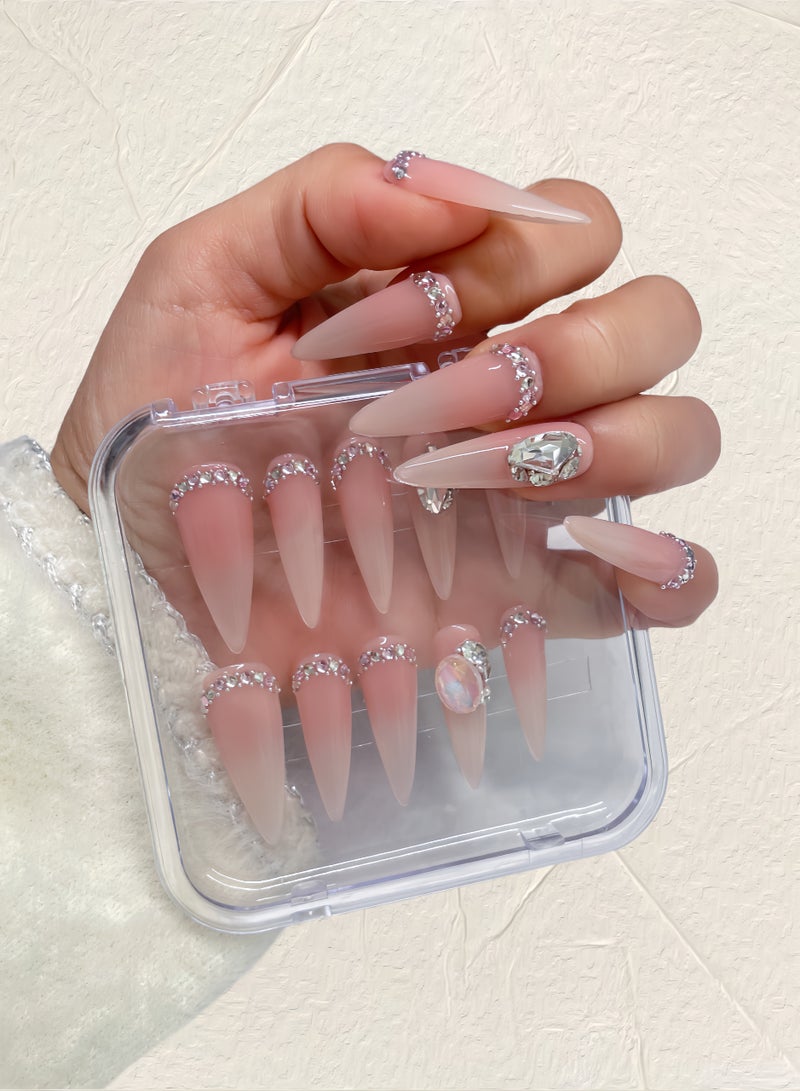 Generic 10 PCS Handmade  Pressed On Nails,Mid-length Full Cover Nails,With Diamond Patch Art Nails  - Image 2