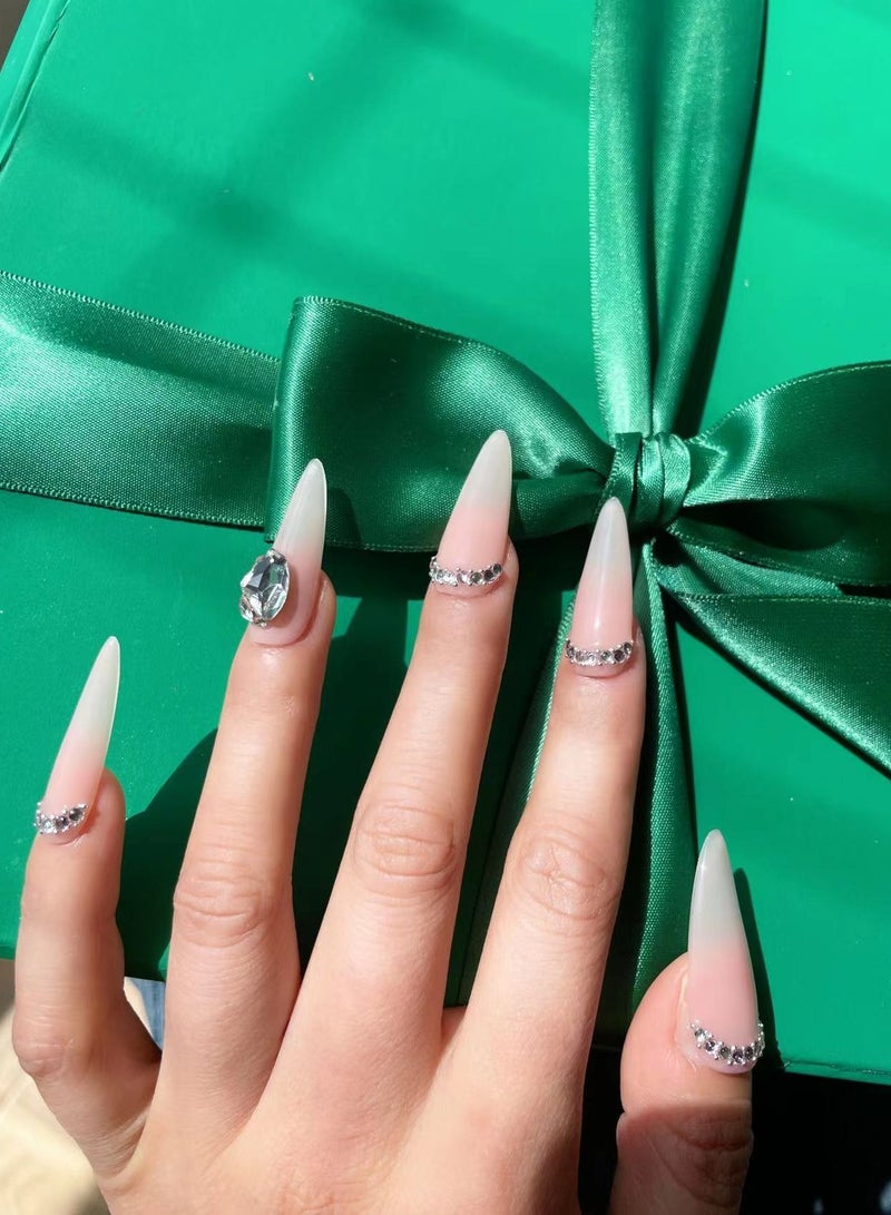 Generic 10 PCS Handmade  Pressed On Nails,Mid-length Full Cover Nails,With Diamond Patch Art Nails  - Image 3