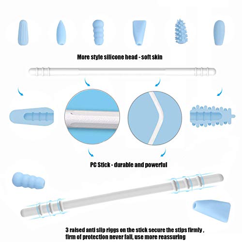 Storgem Strogem Reusable Cotton Swabs with 1 Mirror for Makeup Application and Cleaning, Multifunctional Portable Washable Silicone Q-Tip (Blue) - Image 5