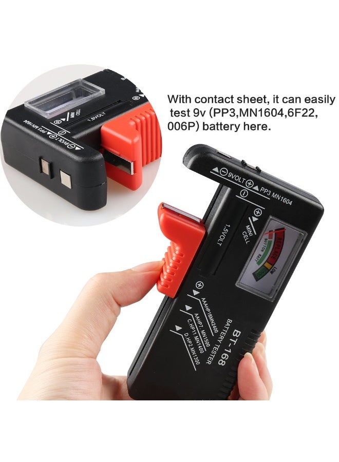 BT-168 Battery Tester, Universal Battery Checker for AA AAA C D 9V 1.5V Button Cell LR44 Batteries, Analog Display with Color-Coded Scale, Portable Household Battery Tester, No Battery Required - Image 4