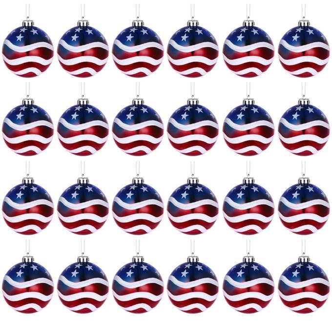 24pcs 314 80mm American Patriotic Christmas Ball Ornaments July of 4th Ball Hanging Independence Day Party Decor Holiday Wedding Tree Decorations