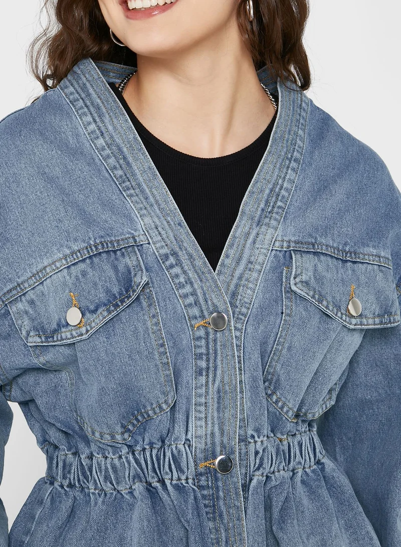 Ginger Denim Jacket With Waist Detailing
