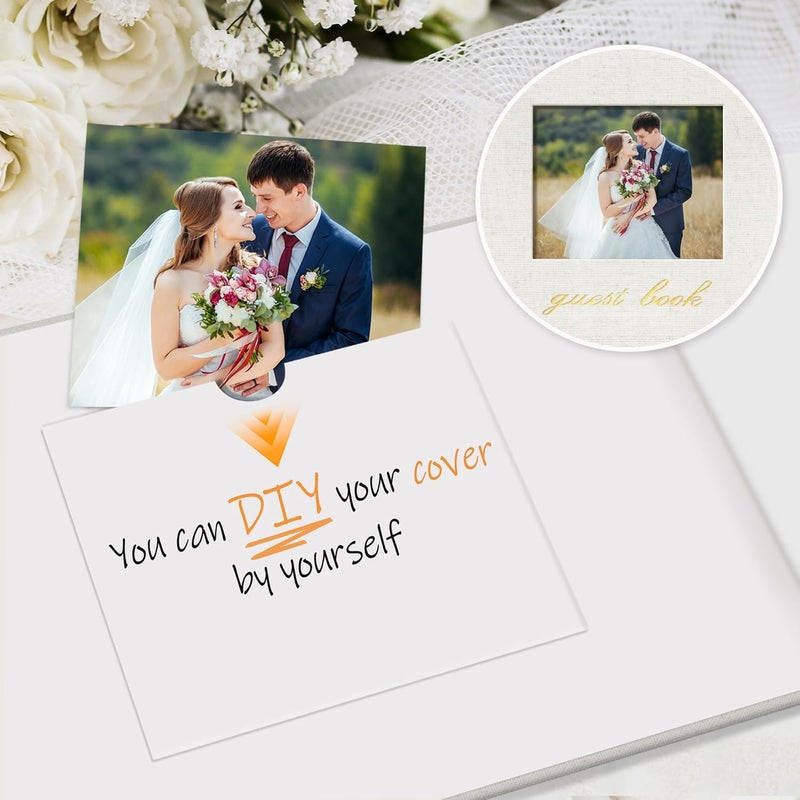 SUNEE Wedding Guest Book - Polaroid Guest Book Weddings Reception, Linen Cover 7" x 9" Guest Book for Baby Shower, Birthdays and Special Events, 100 Blank Pages for Wedding Sign in and Photos, Beige - Image 4