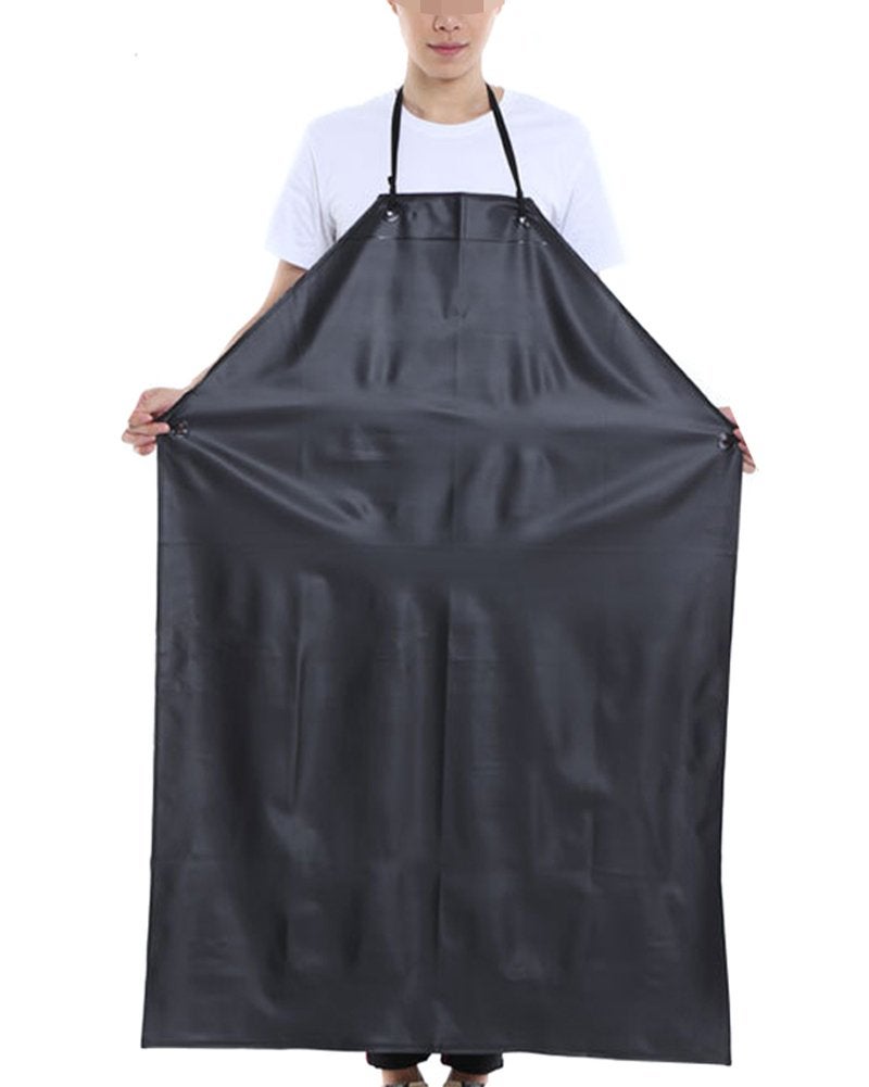 BESTCYC Men's Black Heavy Duty Waterproof Stain Resistant PVC Extra Long Apron for Kitchen Dishwashing Lab Butcher Fishing - Image 4