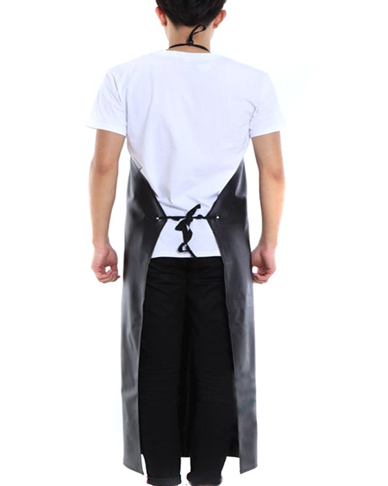 BESTCYC Men's Black Heavy Duty Waterproof Stain Resistant PVC Extra Long Apron for Kitchen Dishwashing Lab Butcher Fishing - Image 3