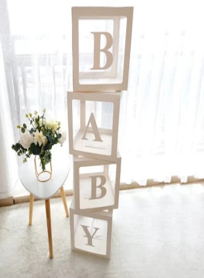 Selibration سيليبريشن | صندوق حروف شفاف من الورق المقوى مع بالونات (فضي) لحفلات استقبال المولود، وزينة عيد الميلاد الأول، وحفلات تسمية المولود، وديكورات أعياد ميلاد الأطفال (4 قطع في مجموعة واحدة) - Image 1