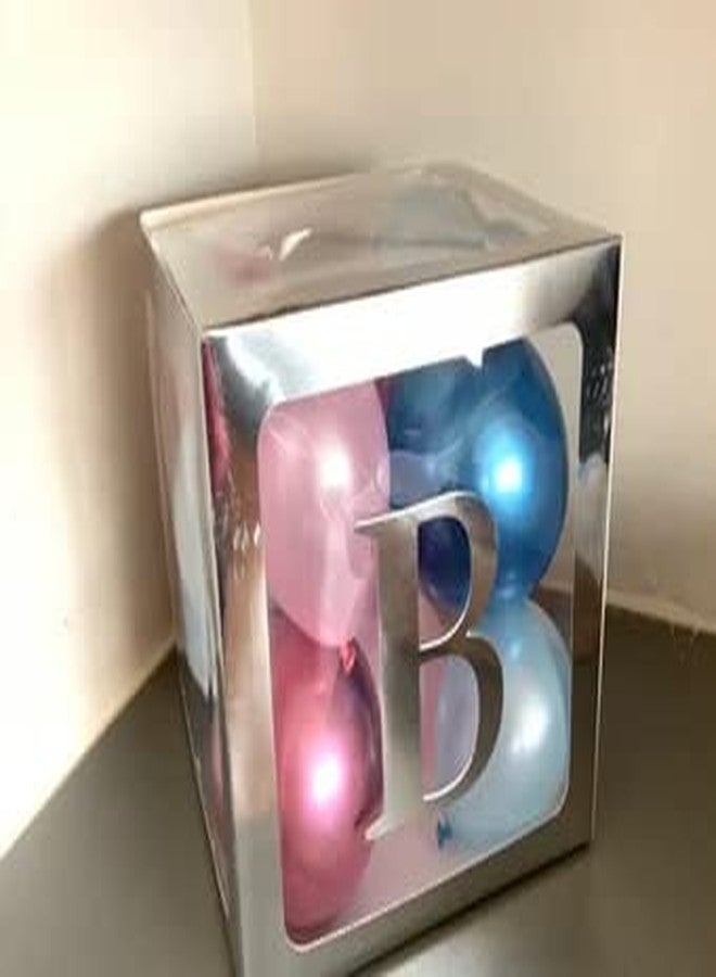 Selibration سيليبريشن | صندوق حروف شفاف من الورق المقوى مع بالونات (فضي) لحفلات استقبال المولود، وزينة عيد الميلاد الأول، وحفلات تسمية المولود، وديكورات أعياد ميلاد الأطفال (4 قطع في مجموعة واحدة) - Image 3