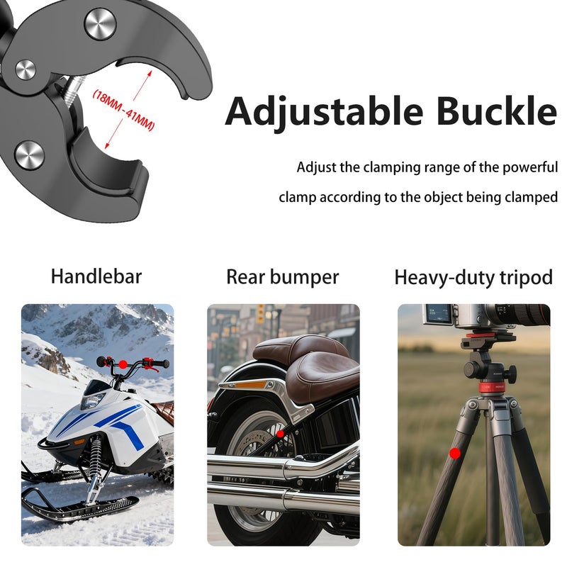 HAFOKO Motorcycle Camera Mount Kit compatible for DJI Osmo Nano 360, Bicycle Double Clamps Handlebar Holder with 43" Invisible Selfie Stick compatible for Insta360 X5-X for UTVs and Vlogging Riding Records - Image 5