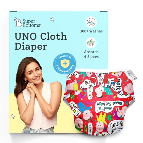 SuperBottoms UNO Freesize Cloth Diaper | Cloth diaper for babies 3M to 3Y | Comes with cloth diaper inserts | 1 Organic cotton Soaker + 1 Booster | Cherry Blossom - Image 1