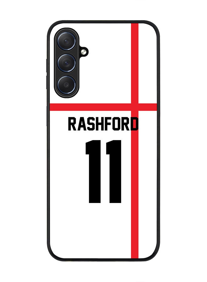 Stylizedd Rugged Black edge case for Samsung Galaxy M54 5G, Slim fit Soft Case Flexible Rubber Edges Anti Drop TPU Gel Thin Cover -  Football Team - England, Player Name - Rashford - Image 1