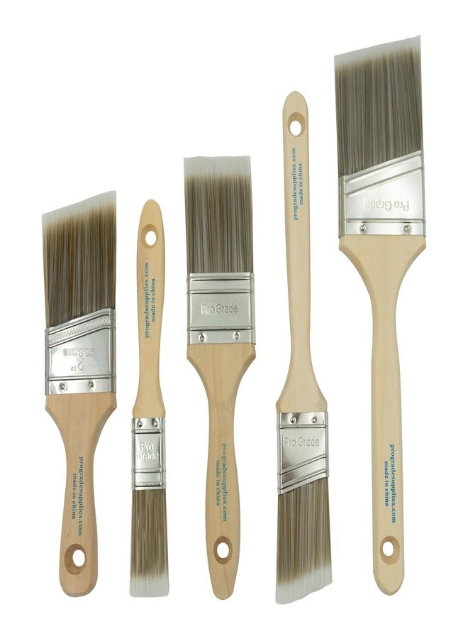 Pro-Grade Pro Grade, Paint Brushes, 5-Piece, Paint Brush Set: Flat & Angle Brushes for Latex and Oil Paints, Stains, Interior & Exterior Home Improvement - Image 1