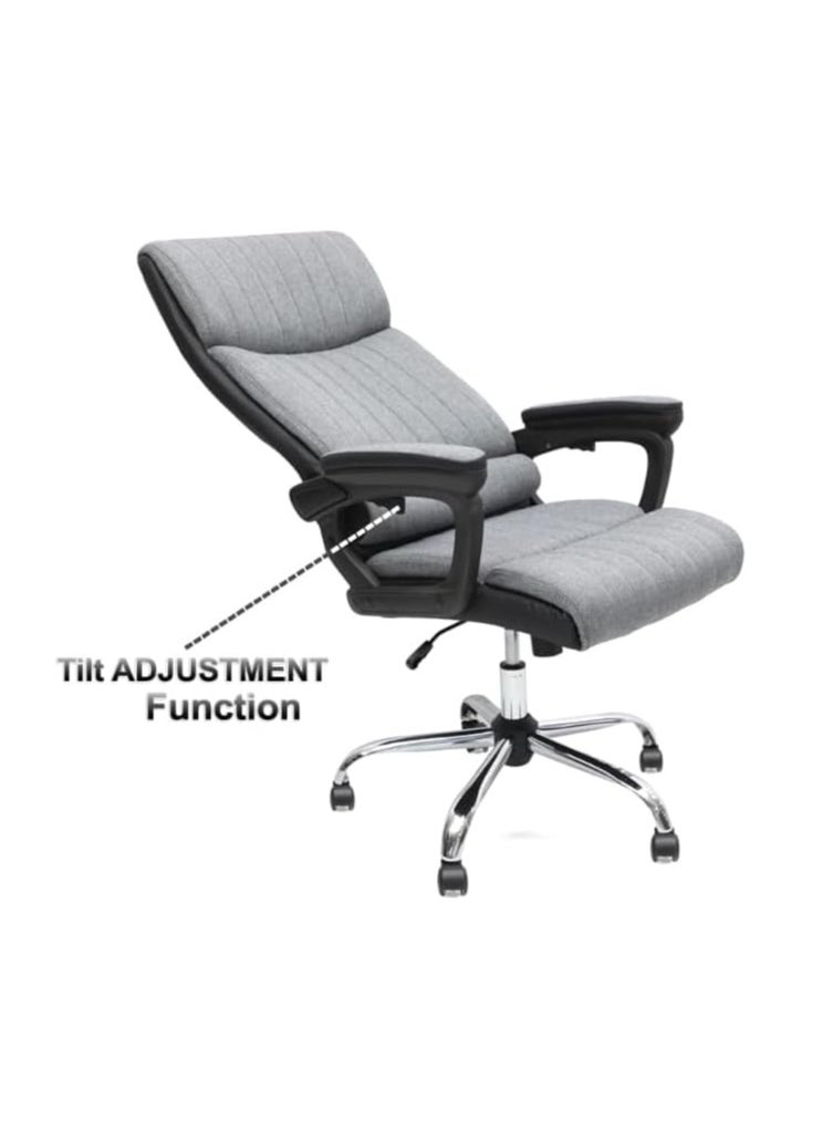 KARNAK Karnak Ergonomic Fabric Chair Office High Back Office Chair, Adjustable Lumbar Support with Breathable Mesh, Arm Rest and Headrest - Heavy Duty Home Desk Chair (Grey)  - Image 2