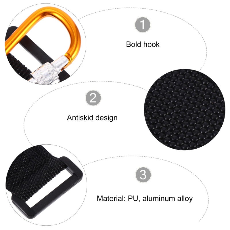 Aluminum Alloy Non-Slip Stroller Hooks With Pu Strap Black - Image 4