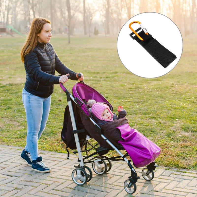 Aluminum Alloy Non-Slip Stroller Hooks With Pu Strap Black - Image 5