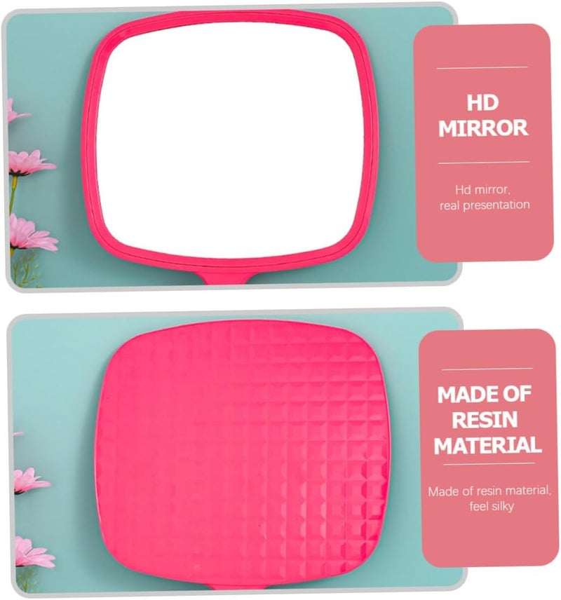 2pcs Women Handheld Cosmetic Mirrors with Handle, Portable Large 23x32.5cm Travel Makeup Mirrors for Home and Salon Use, Rose Red - Image 3