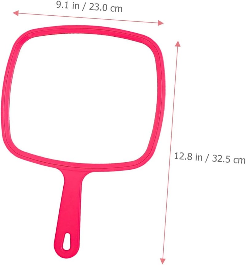 2pcs Women Handheld Cosmetic Mirrors with Handle, Portable Large 23x32.5cm Travel Makeup Mirrors for Home and Salon Use, Rose Red - Image 2