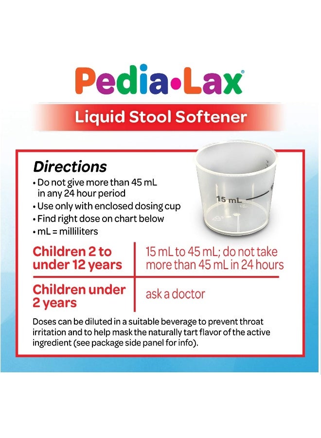 Pedia-Lax Liquid Stool Softener For Kids Ages 2-11 Berry Flavor 4 Fl Oz (Pack Of 3) - Image 2