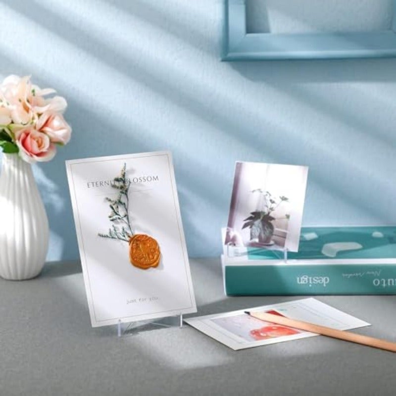 20 Pack Clear Triangle Acrylic Easel Stands for Display Mini Picture Frame Plate Holders Photo Holder Card Weddings Home Decoration 3.4Inch - Image 3