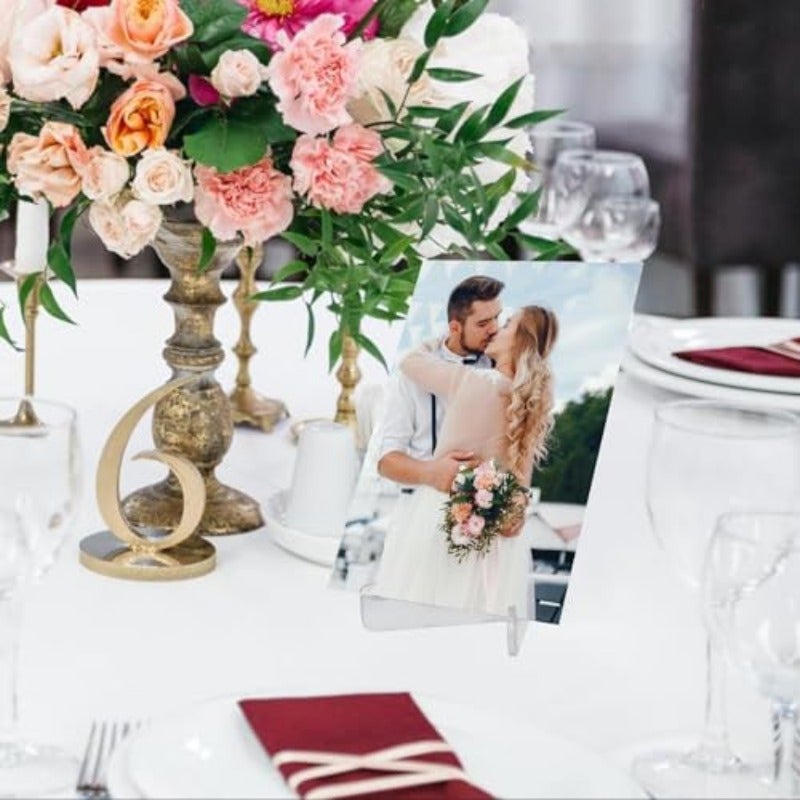 20 Pack Clear Triangle Acrylic Easel Stands for Display Mini Picture Frame Plate Holders Photo Holder Card Weddings Home Decoration 3.4Inch - Image 2