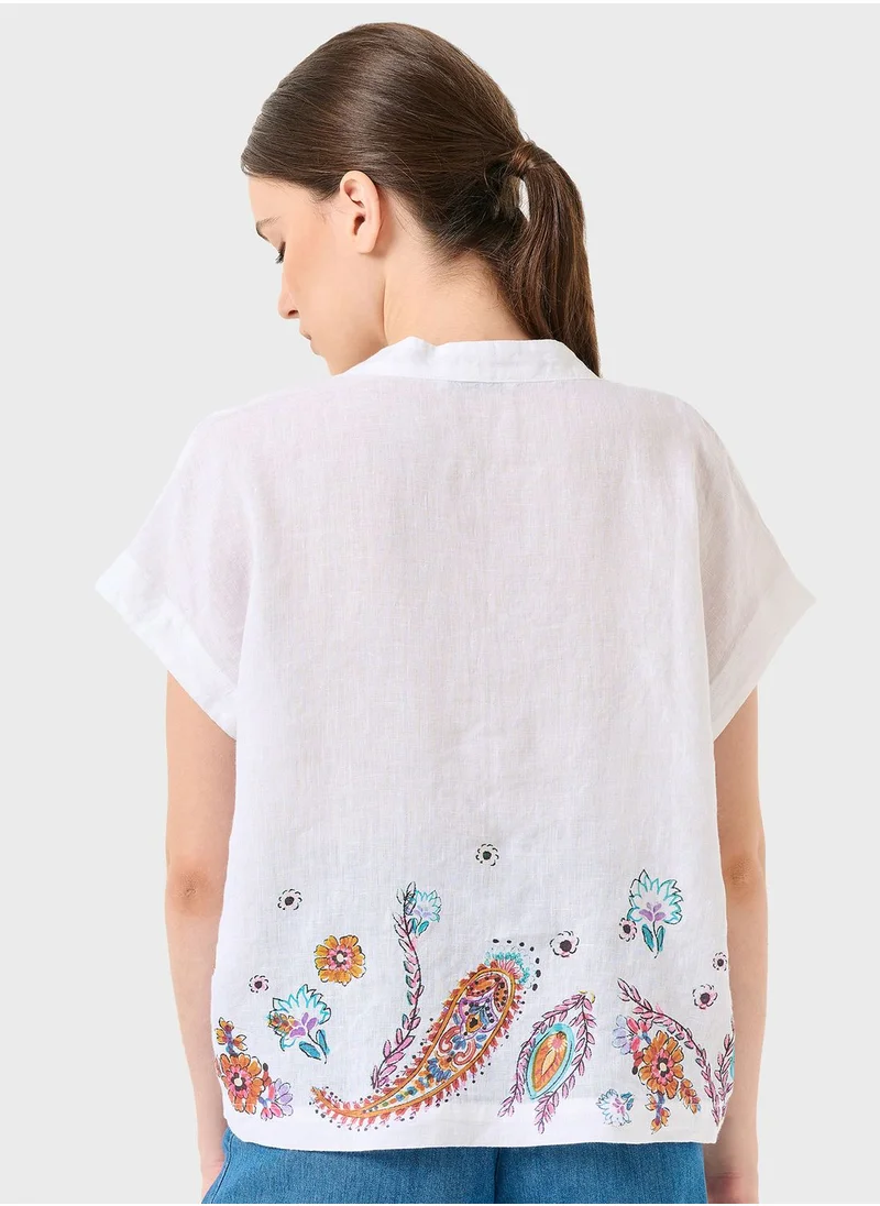 Jimmy Key V-Neck Printed Top