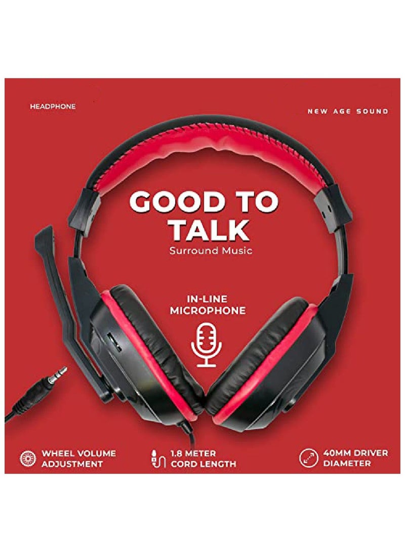 YONK 3.5mm adjustable game headset wired headset with microphone stereo noise reduction headset Black/Red - Image 4